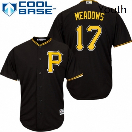 Youth Majestic Pittsburgh Pirates 17 Austin Meadows Authentic Black Alternate Cool Base MLB Jersey