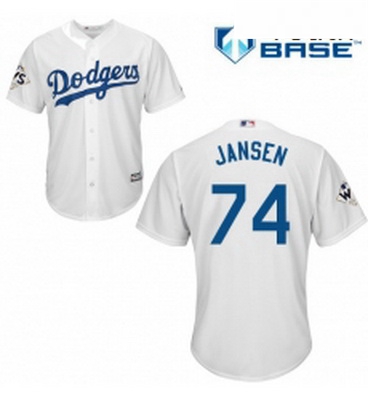 Youth Majestic Los Angeles Dodgers 74 Kenley Jansen Authentic White Home 2017 World Series Bound Coo