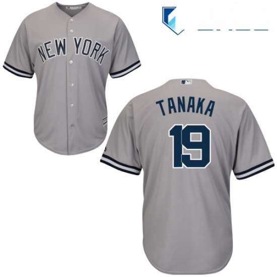 Youth Majestic New York Yankees 19 Masahiro Tanaka Authentic Grey Road MLB Jersey