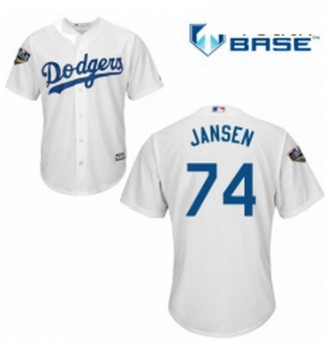 Youth Majestic Los Angeles Dodgers 74 Kenley Jansen Authentic White Home Cool Base 2018 World Series