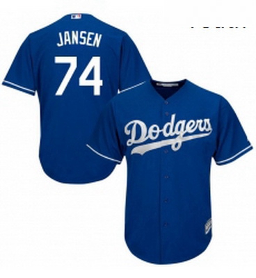 Youth Majestic Los Angeles Dodgers 74 Kenley Jansen Replica Royal Blue Alternate Cool Base MLB Jerse