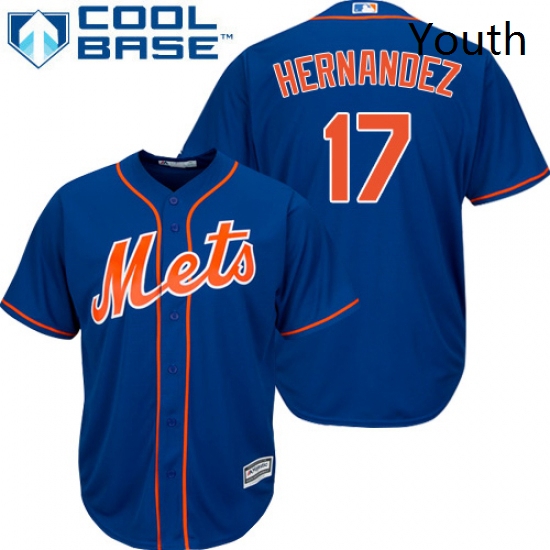 Youth Majestic New York Mets 17 Keith Hernandez Authentic Royal Blue Alternate Home Cool Base MLB Je