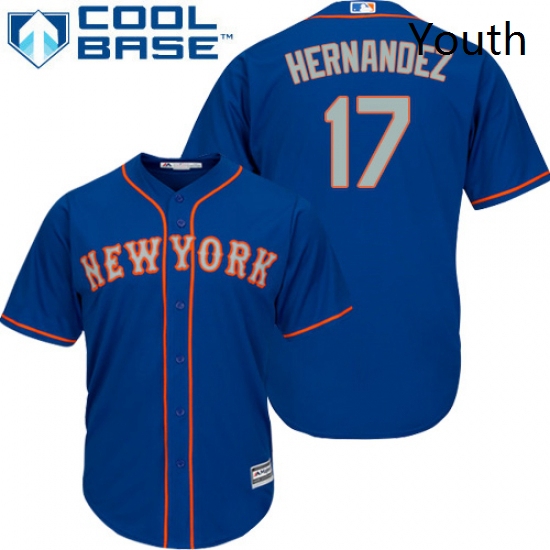 Youth Majestic New York Mets 17 Keith Hernandez Authentic Royal Blue Alternate Road Cool Base MLB Je