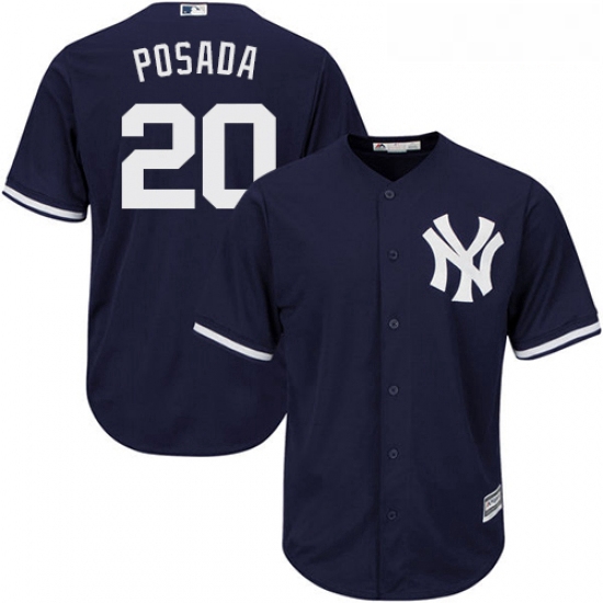 Youth Majestic New York Yankees 20 Jorge Posada Authentic Navy Blue Alternate MLB Jersey