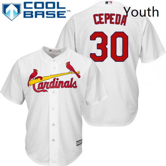 Youth Majestic St Louis Cardinals 30 Orlando Cepeda Replica Whit