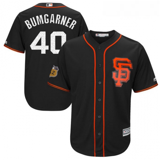 Youth Majestic San Francisco Giants 40 Madison Bumgarner Authentic Black 2017 Spring Training Cool B