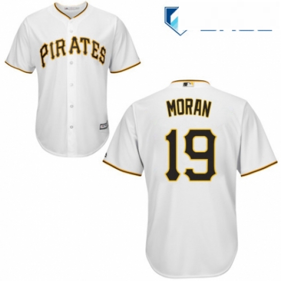 Youth Majestic Pittsburgh Pirates 19 Colin Moran Replica White Home Cool Base MLB Jersey