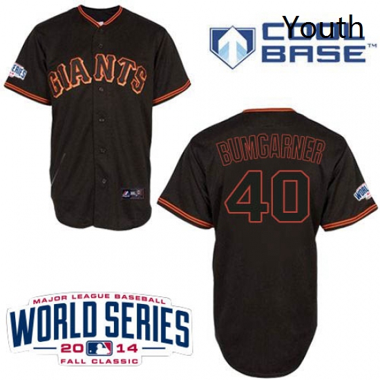 Youth Majestic San Francisco Giants 40 Madison Bumgarner Authentic Black Cool Base w2014 World Serie