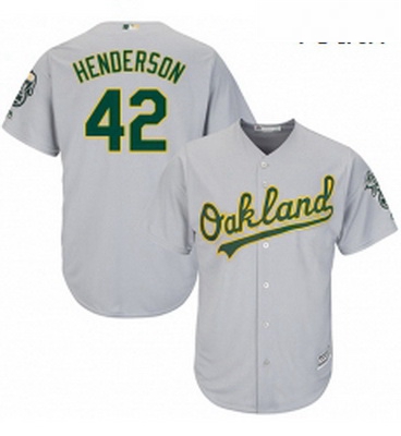 Youth Majestic Oakland Athletics 42 Dave Henderson Replica Grey Road Cool Base MLB Jersey