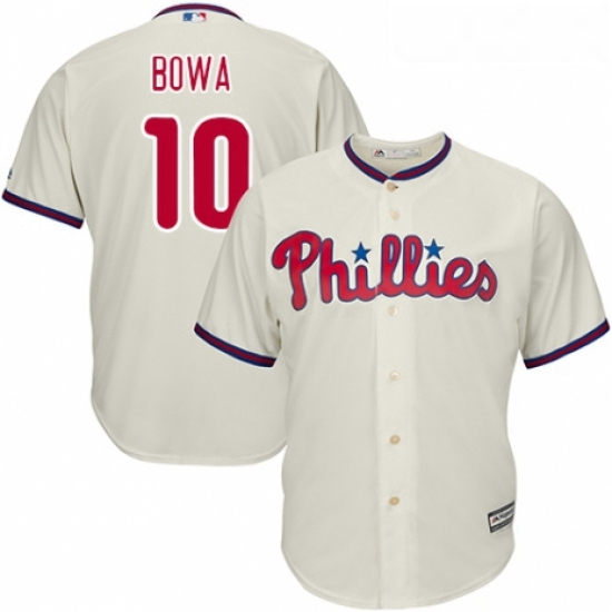 Youth Majestic Philadelphia Phillies 10 Larry Bowa Authentic Cream Alternate Cool Base MLB Jersey