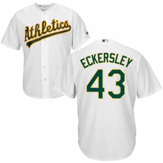 Youth Majestic Oakland Athletics 43 Dennis Eckersley Authentic White Home Cool Base MLB Jersey