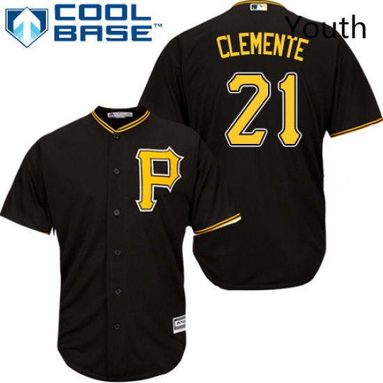 Youth Majestic Pittsburgh Pirates 21 Roberto Clemente Replica Bl