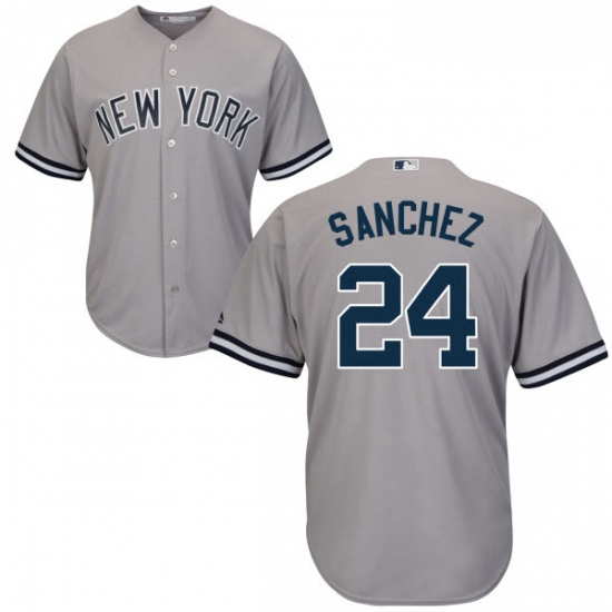 Youth Majestic New York Yankees 24 Gary Sanchez Authentic Grey Road MLB Jersey