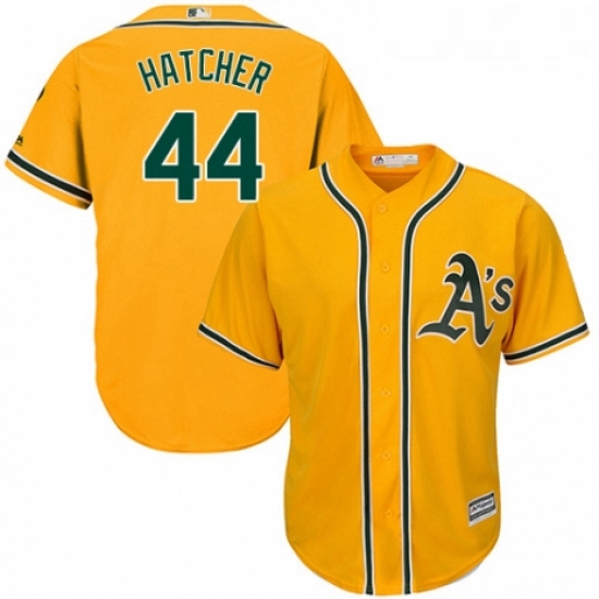 Youth Majestic Oakland Athletics 44 Chris Hatcher Authentic Gold Alternate 2 Cool Base MLB Jersey