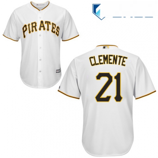 Youth Majestic Pittsburgh Pirates 21 Roberto Clemente Replica Wh