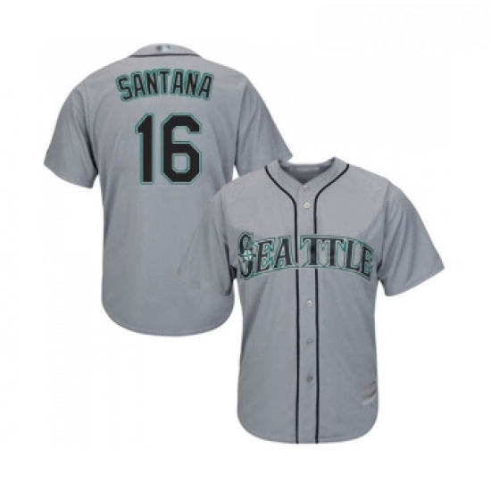 Youth Seattle Mariners 16 Domingo Santana Replica Grey Road Cool Base Baseball Jersey