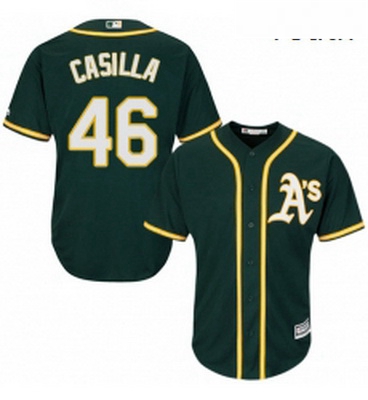 Youth Majestic Oakland Athletics 46 Santiago Casilla Authentic Green Alternate 1 Cool Base MLB Jerse