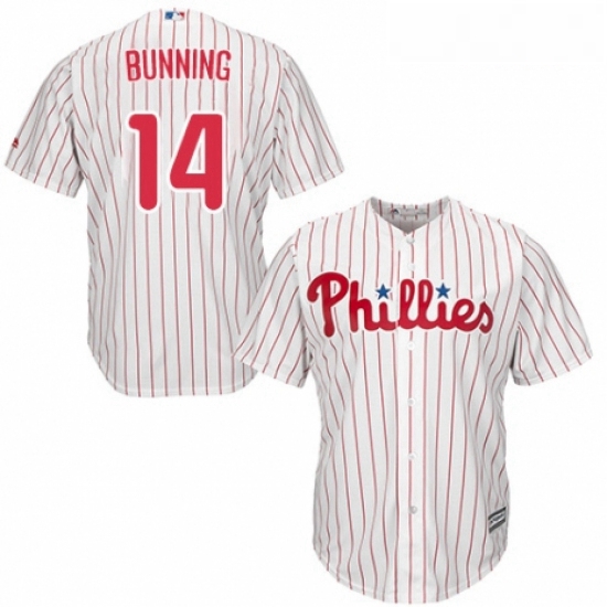 Youth Majestic Philadelphia Phillies 14 Jim Bunning Authentic WhiteRed Strip Home Cool Base MLB Jers