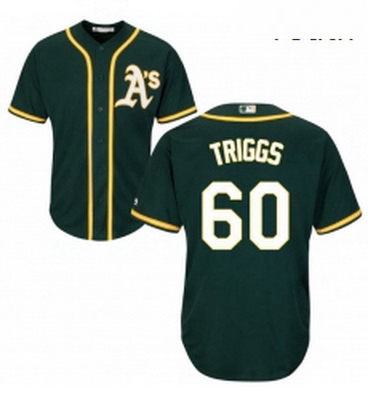 Youth Majestic Oakland Athletics 60 Andrew Triggs Authentic Green Alternate 1 Cool Base MLB Jersey