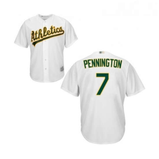 Youth Oakland Athletics 7 Cliff Pennington Replica White Home Cool Base Baseball Jersey