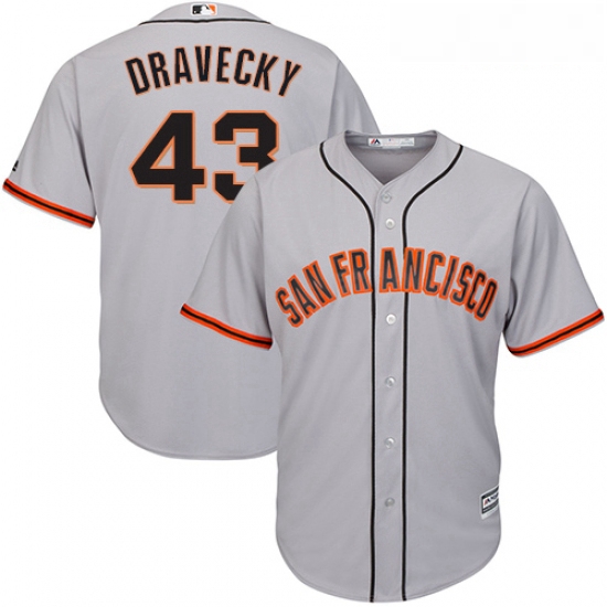 Youth Majestic San Francisco Giants 43 Dave Dravecky Authentic Grey Road Cool Base MLB Jersey