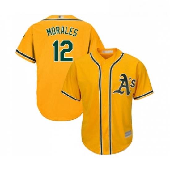 Youth Oakland Athletics 12 Kendrys Morales Replica Gold Alternate 2 Cool Base Baseball Jersey