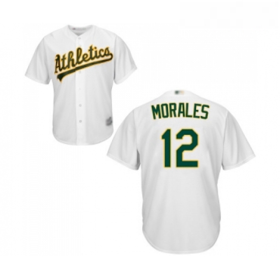 Youth Oakland Athletics 12 Kendrys Morales Replica White Home Cool Base Baseball Jersey