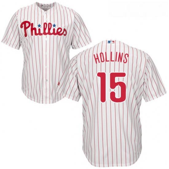 Youth Majestic Philadelphia Phillies 15 Dave Hollins Authentic WhiteRed Strip Home Cool Base MLB Jer