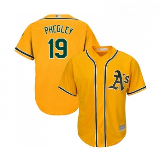 Youth Oakland Athletics 19 Josh Phegley Replica Gold Alternate 2 Cool Base Baseball Jersey