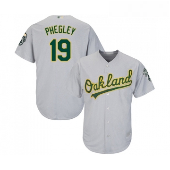 Youth Oakland Athletics 19 Josh Phegley Replica Grey Road Cool Base Baseball Jersey