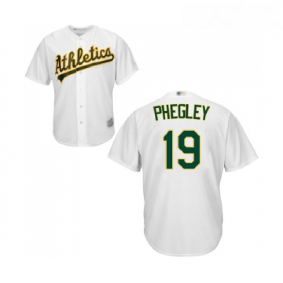 Youth Oakland Athletics 19 Josh Phegley Replica White Home Cool Base Baseball Jersey