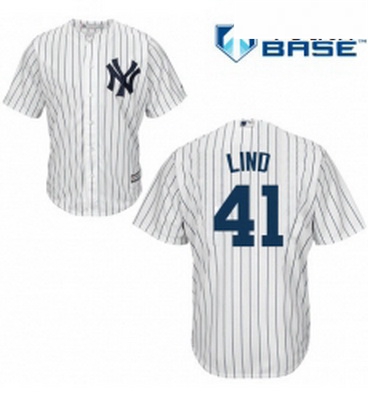 Youth Majestic New York Yankees 41 Adam Lind Authentic White Home MLB Jersey