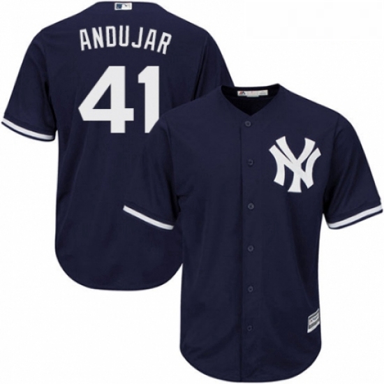 Youth Majestic New York Yankees 41 Miguel Andujar Authentic Navy Blue Alternate MLB Jersey