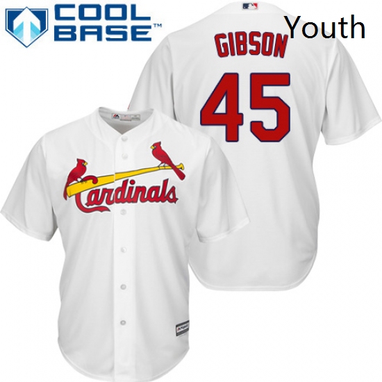 Youth Majestic St Louis Cardinals 45 Bob Gibson Replica White Ho
