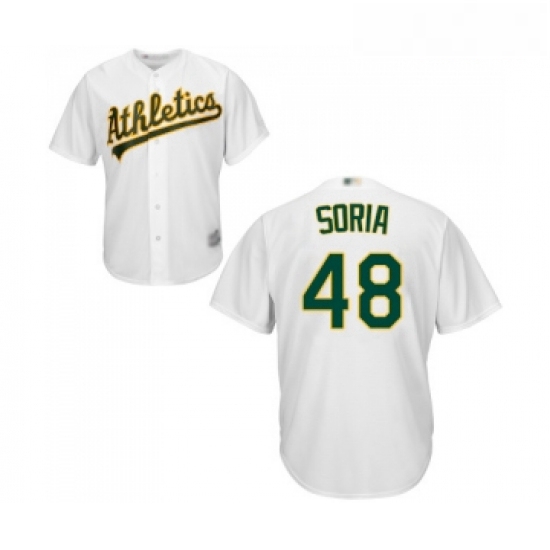 Youth Oakland Athletics 48 Joakim Soria Replica White Home Cool Base Baseball Jersey