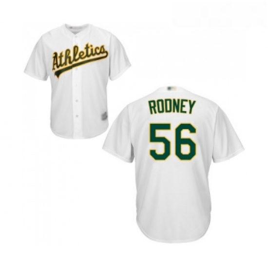 Youth Oakland Athletics 56 Fernando Rodney Replica White Home Cool Base Baseball Jersey