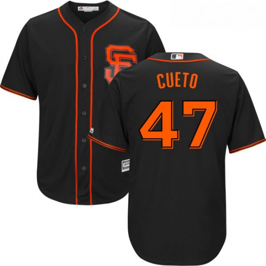 Youth Majestic San Francisco Giants 47 Johnny Cueto Replica Blac