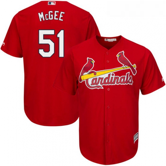 Youth Majestic St Louis Cardinals 51 Willie McGee Authentic Red 