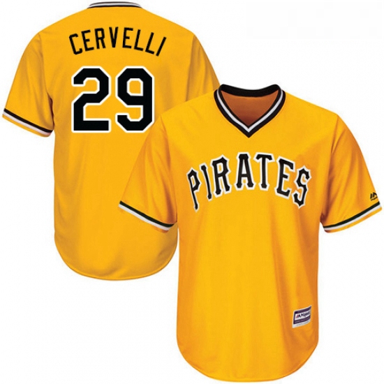 Youth Majestic Pittsburgh Pirates 29 Francisco Cervelli Authentic Gold Alternate Cool Base MLB Jerse