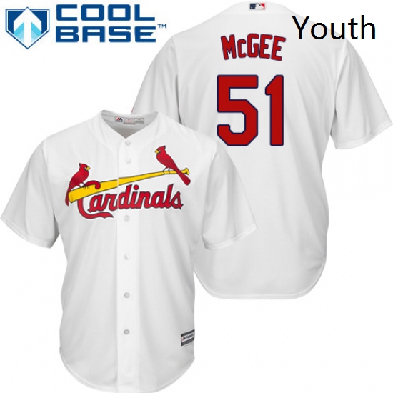 Youth Majestic St Louis Cardinals 51 Willie McGee Replica White Home Cool Base MLB Jersey