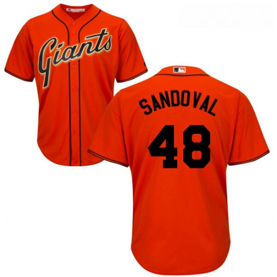 Youth Majestic San Francisco Giants 48 Pablo Sandoval Authentic Orange Alternate Cool Base MLB Jerse