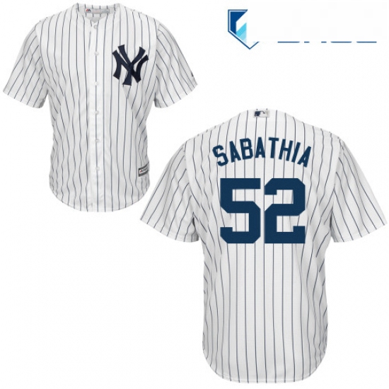 Youth Majestic New York Yankees 52 CC Sabathia Replica White Home MLB Jersey