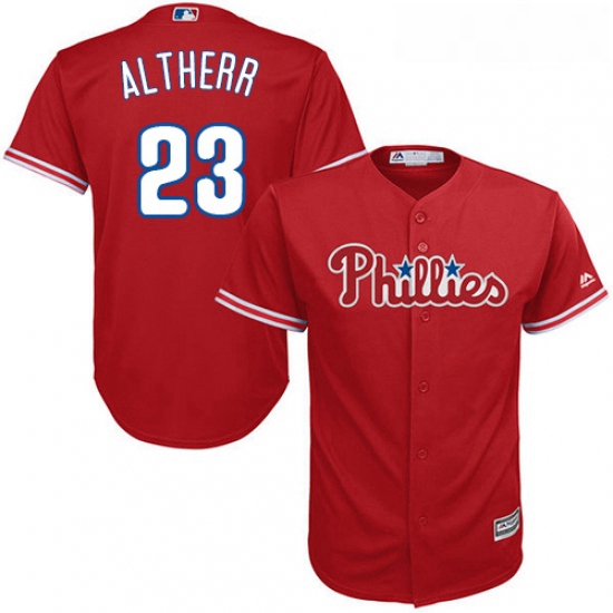 Youth Majestic Philadelphia Phillies 23 Aaron Altherr Replica Red Alternate Cool Base MLB Jersey