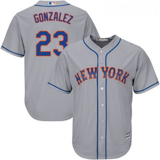 Youth Majestic New York Mets 23 Adrian Gonzalez Replica Grey Road Cool Base MLB Jersey