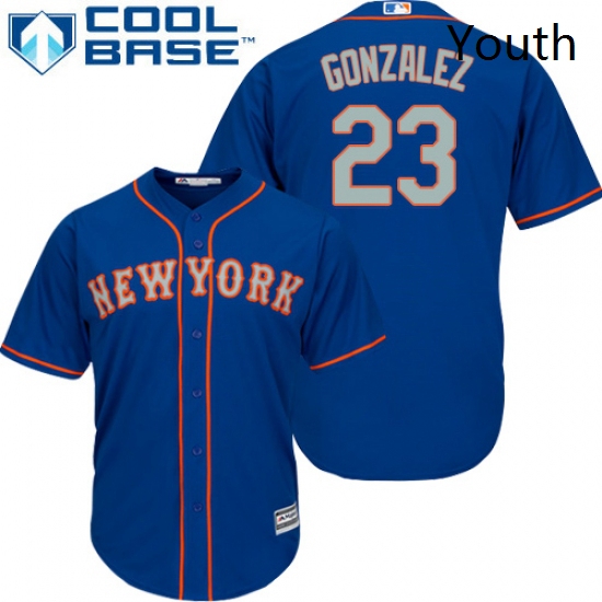 Youth Majestic New York Mets 23 Adrian Gonzalez Replica Royal Blue Alternate Road Cool Base MLB Jers