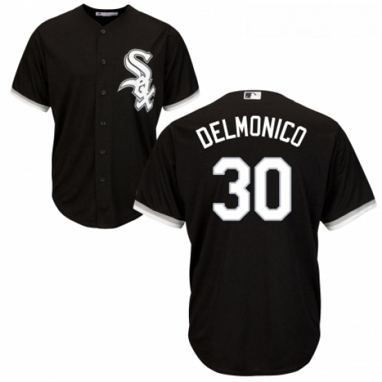 Youth Majestic Chicago White Sox 30 Nicky Delmonico Authentic Black Alternate Home Cool Base MLB Jer