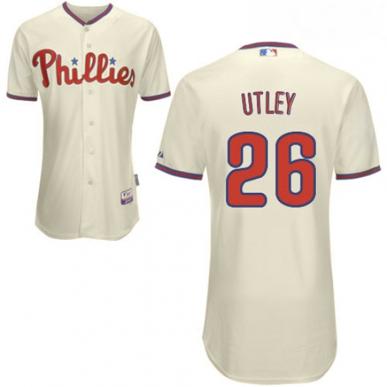 Youth Majestic Philadelphia Phillies 26 Chase Utley Authentic Cr