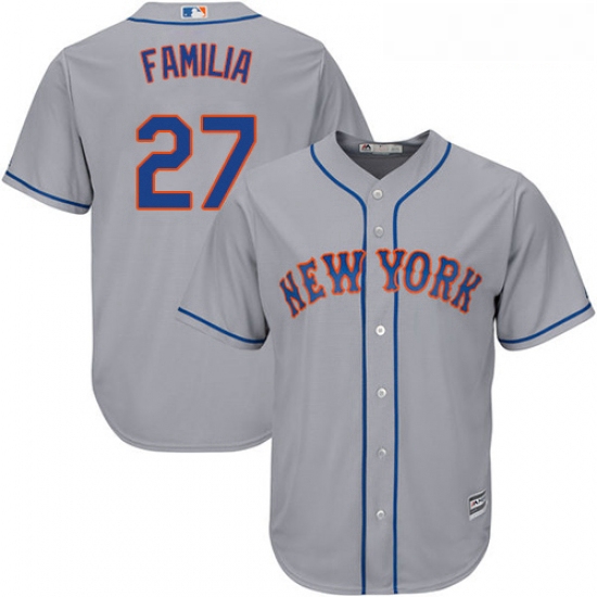Youth Majestic New York Mets 27 Jeurys Familia Authentic Grey Road Cool Base MLB Jersey