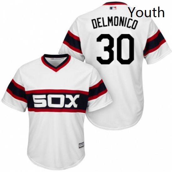 Youth Majestic Chicago White Sox 30 Nicky Delmonico Replica White 2013 Alternate Home Cool Base MLB 