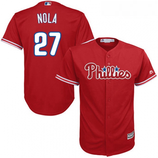 Youth Majestic Philadelphia Phillies 27 Aaron Nola Authentic Red